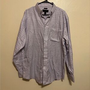 Jos. A. Bank Men's Traditional Fit Dress Shirt Sz 16.5- 35 Purple White Check
